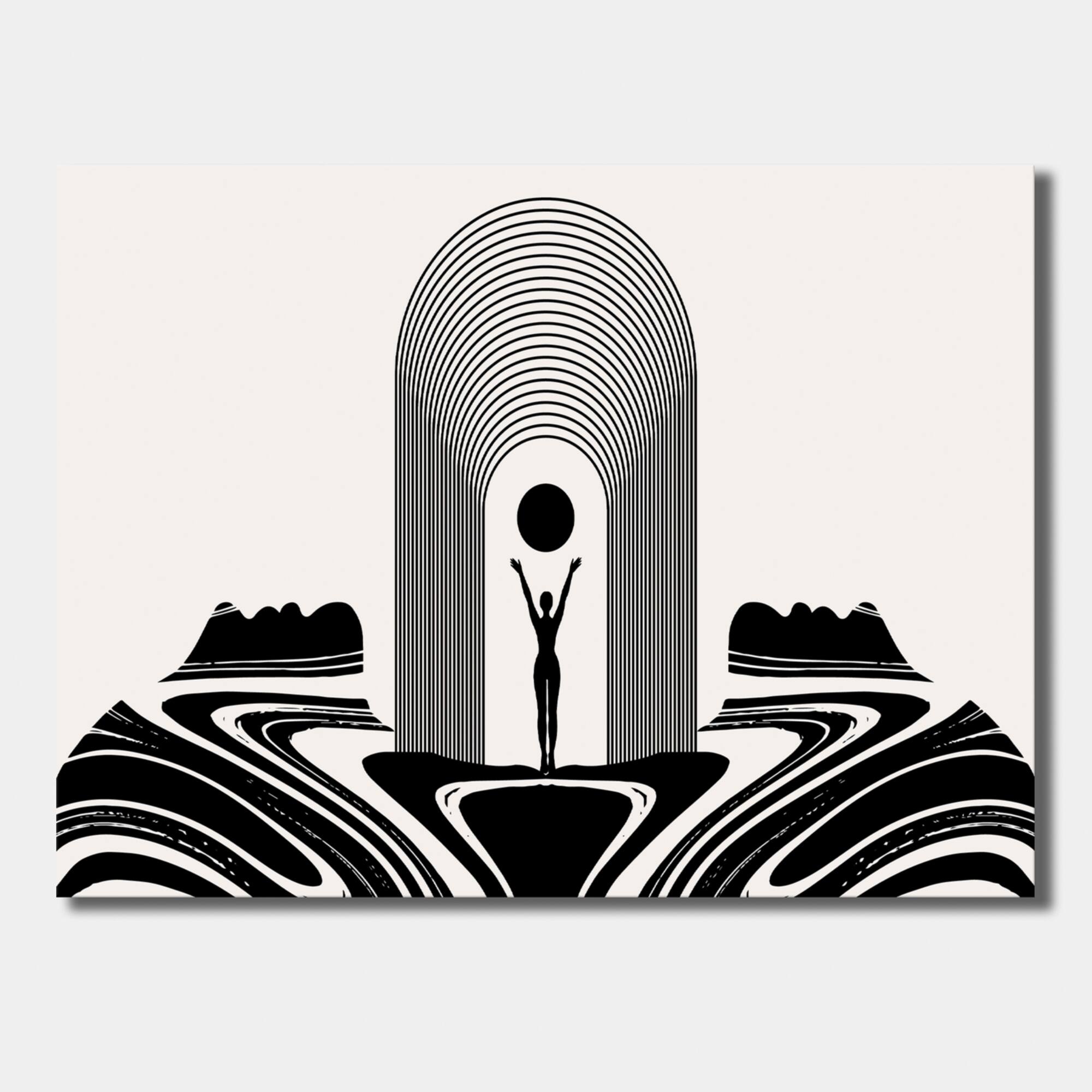 Designart - Empowered Cosmic Women Geometric Goddess Series Black And White III